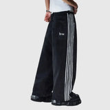 Foesce Y2K Baggy Jeans Harajuku vintage Striped Embroidered high quality Sweatpants men women Hip Hop Casual wide leg jeans streetwear