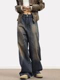 FOESCE 2025 New Vintage Blue Jeans Women High Waist Grunge Y2k 90s Streetwear Baggy Casual Korean Fashion Straight  Denim Trouser Women
