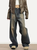 FOESCE 2025 New Vintage Blue Jeans Women High Waist Grunge Y2k 90s Streetwear Baggy Casual Korean Fashion Straight  Denim Trouser Women
