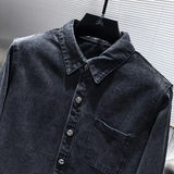 Cross-border Chrome Heartwashing Soft Denim Men's Shirt Multiple Pockets Denim Shirt Fashionable Casual Wear