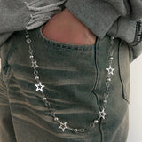 FOESCE Ingemark Vintage Hip Hop Silver Color Star Spider Keychain for Men 2025 New Trendy Goth Jeans Pants Chain Male Street Jewelry