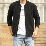 Men's Clothing Coat Cardigan Motorcycle Knit Sweater Male Jacket Fleeced with Pockets Mode Japanese Retro High Quality Replica
