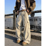 FOESCE Mens Casual Workwear Cargo Pants Loose Fit Straight Wide Leg Multi Pocket Utility Tactical Outdoor Hiking Durable Heavy Duty