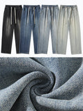 Spring Summer Men's Jeans Korean Fashion Streetwear Drawstring Straight Blue Denim Pants Wide Leg Casual Baggy Jean Trousers