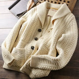 Men's Cardigan Sweater Autumn Winter Thickened Casual Coat Solid Color Long Sleeves Single-breasted Pockets Knitted Sweaters