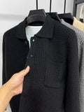 Fashion brand men cardigan sweater  autumn/winter new high-end lapel Korean casual solid color pocket knitted sweater jacket