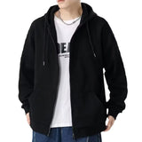 Mens Classic Zip Up Thin Korean Hooded Jacket Coat Solid Color Hoodie Sweatshirt Tops Casual Versatile Men's Cardigan Jacket