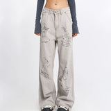 FOESCE 2025 Damei's New Graffiti Micro La Jeans feminino 2025 Spring/Summer Street Design Long Pants for Women plus size fashion