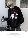 FOESCE 2025 American Sweater Men's Autumn/Winter Cat Cartoon Pattern Round Neck Knitwear New Unisex Versatile Coat winter clothes men