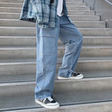 FOESCE Cargo jeans Men Loose Straight Baggy Men's Jeans Mopping pants hip hop Streetwear Skateboard Neutral denim Wide Leg Denim pants