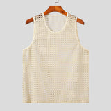 FOESCE New American Style Fashion Men Tops Popular Vacation Hollow Out Mesh Vests Sexy Casual Sleeveless Tank Tops S-2XL 2025 Summer