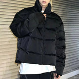 FOESCE Mens Y2k Short Thickened Warm Cotton Clothing Autumn Winter Genderless Couple Essential Street Solid Color Couple Jacket Unisex