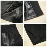 FOESCE Patchwork Wide Leg Pants Men Casual trousers PU Zipper Hip Hop unisex Fashion Harajuku High Street trend Loose Pants Ropa Hombre