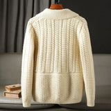 Men's Cardigan Sweater Autumn Winter Thickened Casual Coat Solid Color Long Sleeves Single-breasted Pockets Knitted Sweaters
