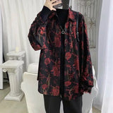 FOESCE Korean Fashion Long Sleeve Men Streetwear All-match Handsome Stylish Teens Shirt Spring Retro Temperament Hawaiian Men's Shirts