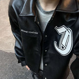 FOESCE American Street Fashion Handsome High-Grade Pu Leather Jacket Men 2025 Spring Autumn New Trend Loose Baseball Uniform Y2k Jacket
