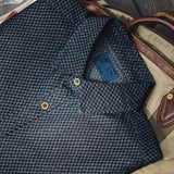 FOESCE Maden Retro Loose Long-sleeved Denim Shirt Checkered Lapel Single-breasted Jacket for Men Spring and Fall Versatile Outerwear