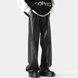 FOESCE Mens Pu Leather Pants Classic Grunge Motorcycle Pu Casual Pants Spring Streetwear Fashion Straight Pants Men'S Clothing 2025 New