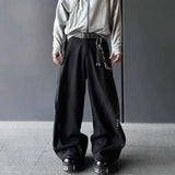 FOESCE Mens Pants Motorcycle Rivets Deconstructed Curved Casual Pants Streetwear Fashion Grunge Wide Leg Pants Old Money Menswear 2025