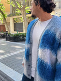 Casual Tie Dye Cashmere Sweater Cardigan Man Fashion Long Sleeve Single Breasted Knitted Jacket 2024 Autumn Warm Woolen Coat