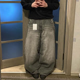 Foesce Streetwear New Harajuku Solid Color Washed Baggy Jeans Men Y2K Fashion Retro Punk Casual Joker Gothic High Waist Wide Leg Pants