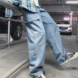 FOESCE Cargo jeans Men Loose Straight Baggy Men's Jeans Mopping pants hip hop Streetwear Skateboard Neutral denim Wide Leg Denim pants