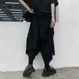 FOESCE Y2k Gothic Style Big Pocket Ribbon Harem Pants 2025 New Fashion Personality Daily Casual Dark Style Eight-Point Trousers Unisex