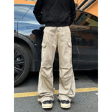 FOESCE Vintage Camouflage Men's Jeans Fashion Washed Casual Wide Leg Denim Pants Spring Loose Male Trousers Earthy yellow Cargo jeans