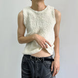 FOESCE Mens Sexy Slim Shearling Vest 2025 New Genderless Fashion Youth Trend Versatile Comfortable Solid Color Simple Tank Top Unisex