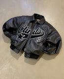FOESCE Jackets Y2K Coats Mens Hip Hop Leather Retro Embroidery Jacket Motorcycle Wear Leather Zipper Jacket Coat Streetwear