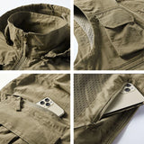 FOESCE Spring New Outdoor Hooded Fishing Vest Mens Solid Breathable Multi-Pocket High Quality Vest Coat Detachable Hat Sports Vest Male