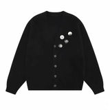 FOESCE Mens Sweater Brooch Casual Knitwear Streetwear Fashion Youth Campus Versatile Valentines Cardigan Old Money Men'S Clothing 2025