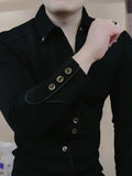 FOESCE Autumn Winter Light Luxury Fashion High-end Men's Long Sleeved Lapel Sweatshirt New Trend Handsome Korean Version Slim Fit Shirt