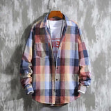 Long Sleeve Shirts And Blouses For Men Plaid Elegant Cotton Normal Man Tops Social Korean Style New In Hipster Spring Clothing