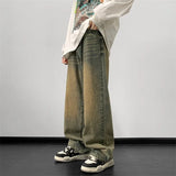 FOESCE Jeans men Wide Leg Jeans Male Loose Straight Denim Pants 2025 Autumn Harajuku Vintage Blue Jean Trouser Streetwear Clothes