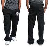 FOESCE New casual men's fitness drawstring elastic waist solid color workwear pocket pants sweatpants fashion sports pants