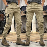 FOESCE Cargo Pants for Mens Elastic Casual Trousers Zipper Multi-Pocket Joggers