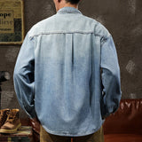 Fashion Solid Turn Down Collar Denim Jackets 2024 Men's All Match Long Sleeve Jeans Outwear Winter Male Stitching Pocket Coats
