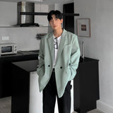 FOESCE Korean-style Blazers Men Leisure Trendy Loose One Button Suit Jackets Male Daily Streetwear All-match Simple Suit-tops 4 Colors