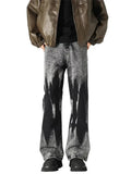 FOESCE 2025 New Vintage Tie-dye Patchwork Jeans For Men Hip Hop Fashion Wide-leg Denim Trousers Y2K Streetwear Baggy Jean Pantalones