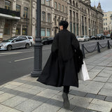 FOESCE Trench Coat Autumn Korean Men's New Fashion Overcoat Male Long Windbreaker Streetwear Trench Men Outerwear Black/Gray/Coffee