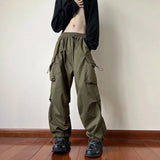 FOESCE Black samurai men's pants oversize pants high street fashion plush knickerbockers American straight charging overalls