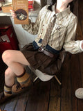 FOESCE Autumn Women Chic Vintage Crop Top Striped Shirts Long Sleeve Asymmetric Design 2000s Aesthetic Blouses Y2k Streetwear Gyaru New