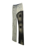 FOESCE Mr. Black, avant-garde and cutting-edge design, heterochromatic stitching, tattered beggar pants, with slight ruffled edges, and