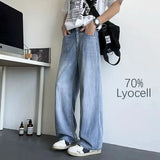 FOESCE Mens Jeans Large Denim Jeans for Teens Trousers for Men Jean Baggy Pants Men's Fashion Man Male Trendyol Streetwear Korean Men´s