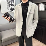 Trendy Korean Style Casual Suit Jacket For Men Slim Fit Western Style Smooths Silhouette Spring Autumn Seasoned Wind Clothes