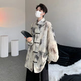 FOESCE 2025 New Summer Ice Thin Chinese Style Tang Suit with a High-end Feel New Chinese Style Button Up Collar Loose Fitting Shirt