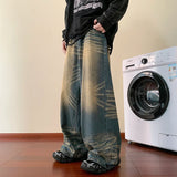 FOESCE 2025 Trendy hiphop pants, men's American vintage jeans, spring autumn hip-hop loose wide leg pants streetwear pantalon homme
