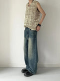 FOESCE LIMITED LESS Washable Old Cat Beard Worn Loose Wide Leg Versatile Jeans and Pants for Men and Women