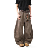 FOESCE Unisex Brown Loose Fit Wide Leg Casual Pants Sportswear Lounge Joggers Street Fashion Athleisure Trendy Stylish Design Comfort